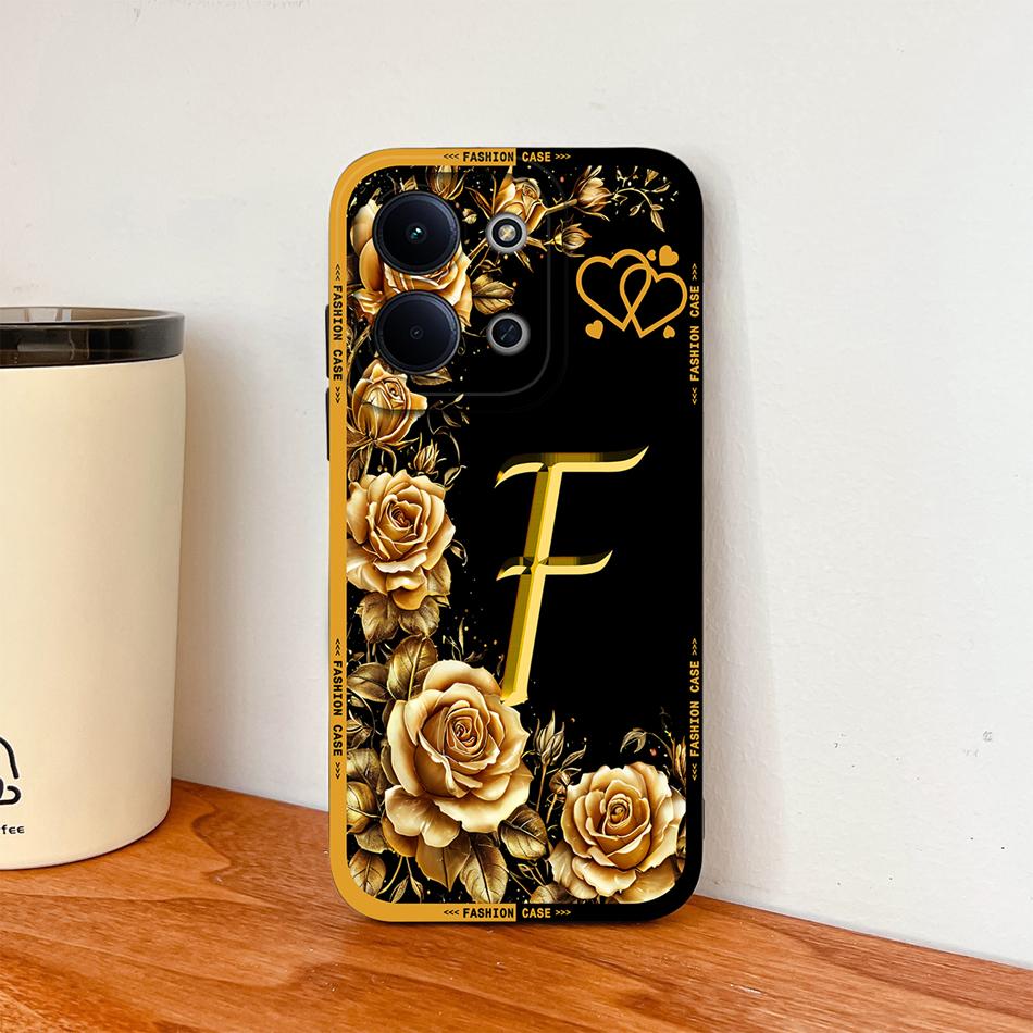 Per Cover Telefono Redmi 15C 4G 5G Fiori Nome Lettere Morbida Silicone Liquido Custodia a Protezione Totale Per Redmi 15 C Alloggiamento Antiurto