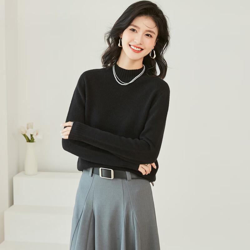 Jinju Women's 100% Wool Mock Neck Sweater