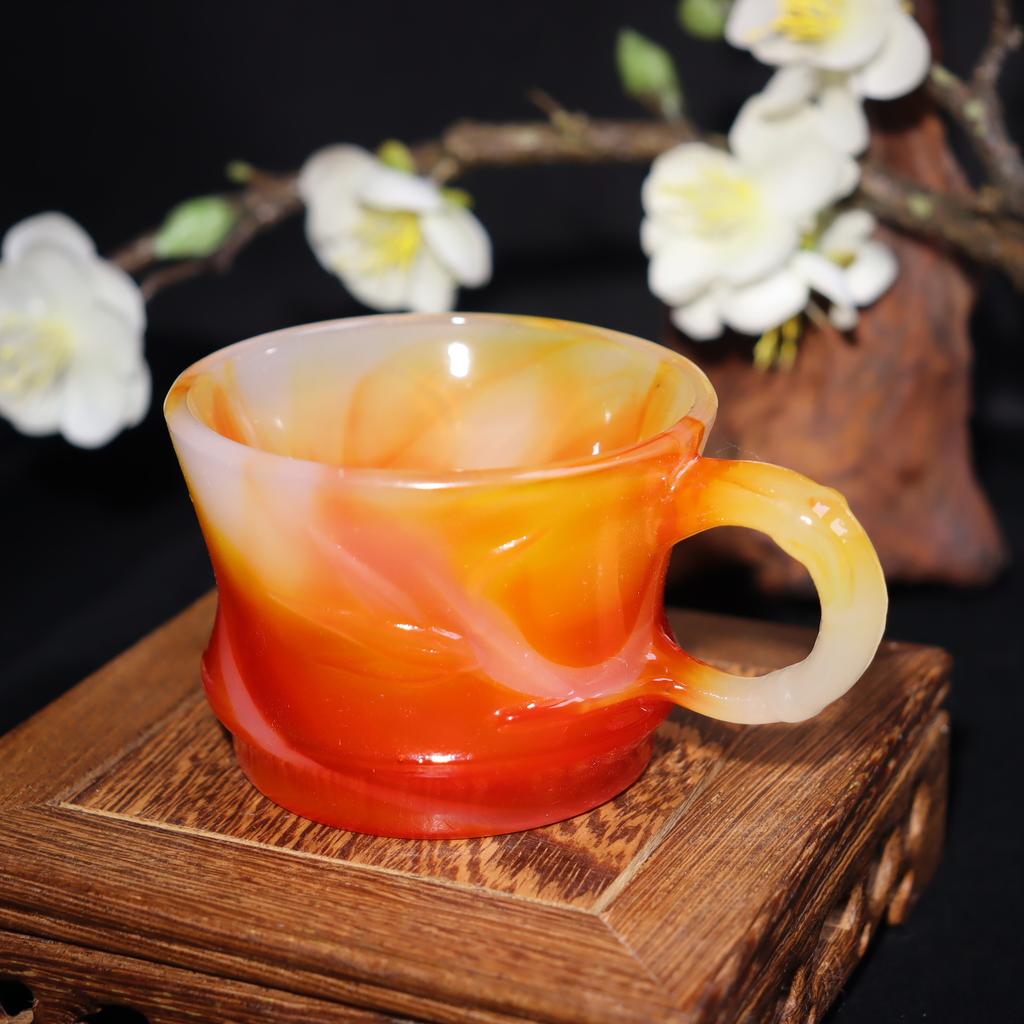 Chinese Style Milk Jade Glass Tea Cup Kung Fu Tea Family Meeting Tea Cup Household Simple and Exquisite Water Cup