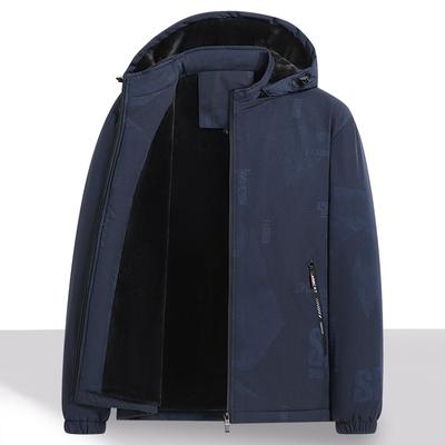 Jaqueta masculina de primavera e outono, jaqueta casual de lã, boné removível, ferramentas masculinas, top solto masculino