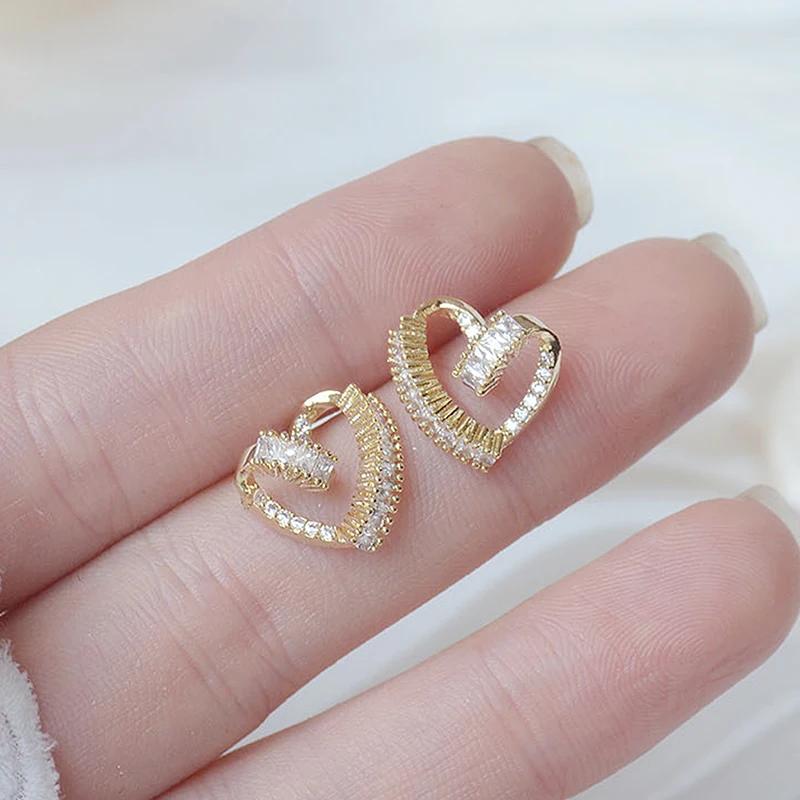 Korea Hot Fashion Zircon Copper Inlaid AAA Zircon Earrings Elegant Love Women's Wedding Party Earrings