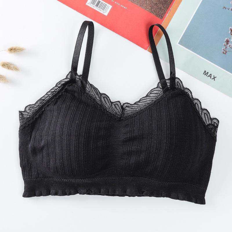 

Lace Adjustable Strap Wireless Padded Bandeau Camisole Bra One Size