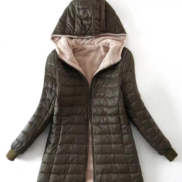 

Winter Warm Women Hooded Plush Cotton Jacket Fashion Outerwear Autumn Winter New Long Top Clothing XXXL зелений