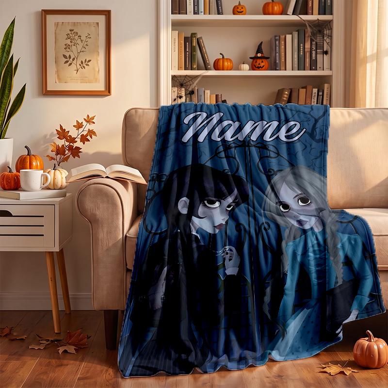 Wednesday Custom Flannel Blankets Soft Warm Cozy Throws for Home Decor Holiday Gifts