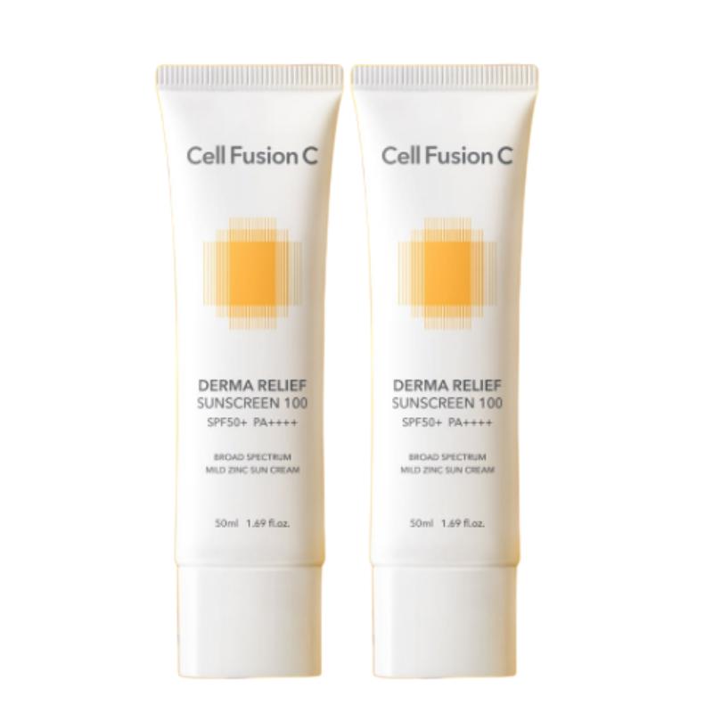 Cell Fusion C Derma Relief Sunscreen Mild Mineral UV Protection Family Daily Sunscreen SPF50+ PA++++ 50ml x 2