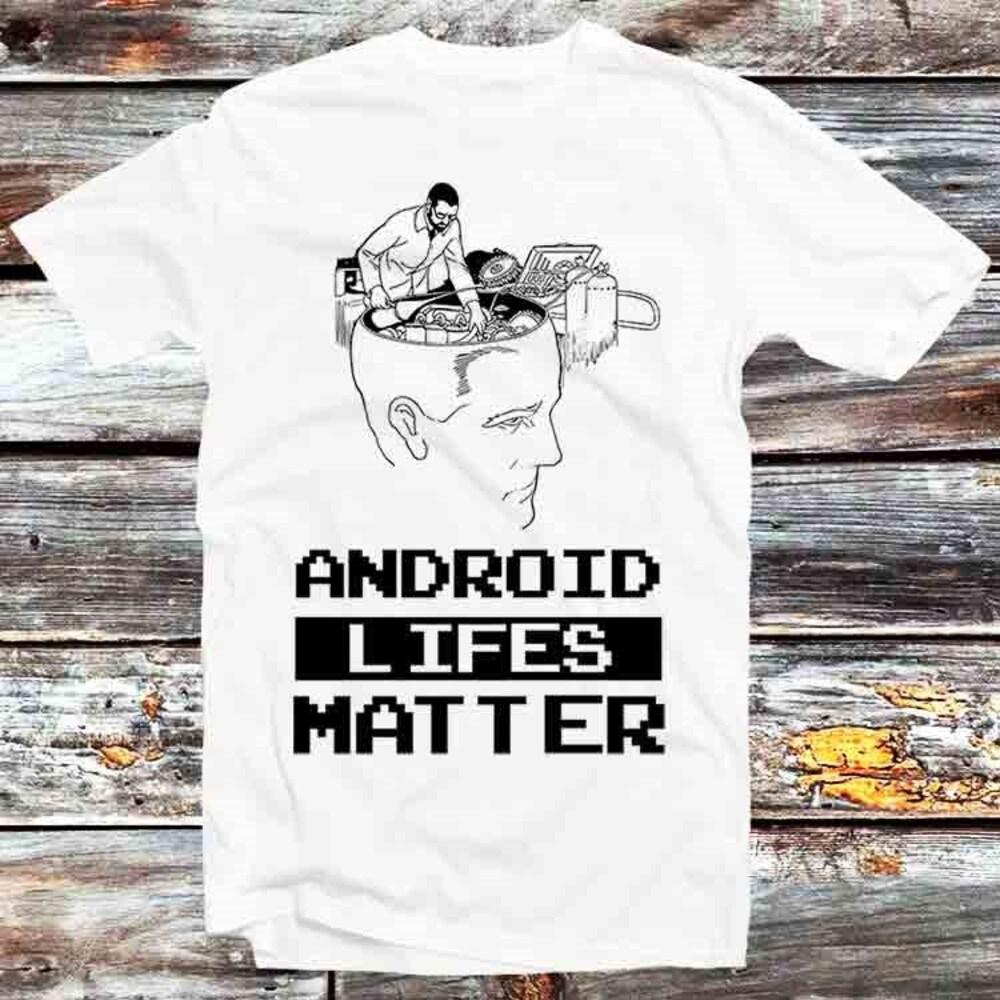 

Футболка 230GSM 100% хлопок Android Lifes Matter Brain Storm футболка винтажная ретро подарок мужская женская унисекс мультфильм аниме топ футболка B1186 XS белый