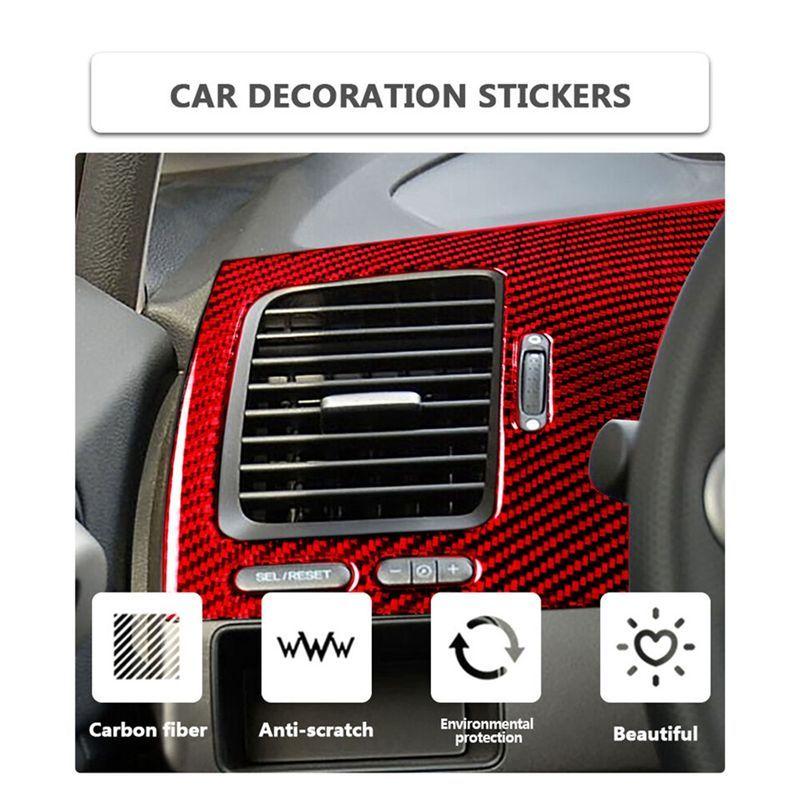 For Honda Civic 8Th 2006-11 Red Carbon Fiber Driver Side Air Vent Cover Trim Component Parts-A87Q