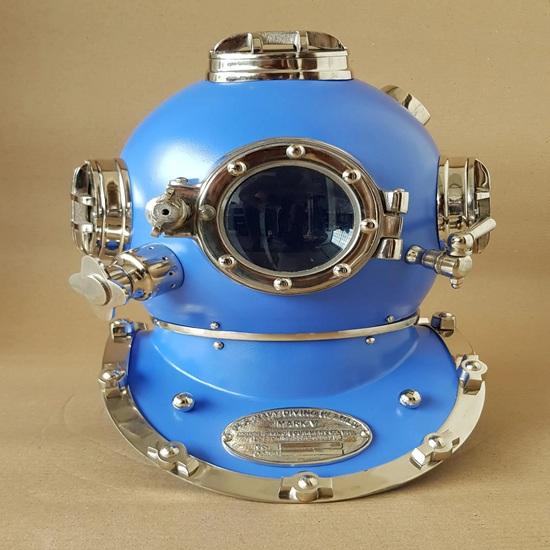 45.72 Cm Blue Scuba Diving Helmet Mark V Deep Diving Divers Helmet Home, Office Decor