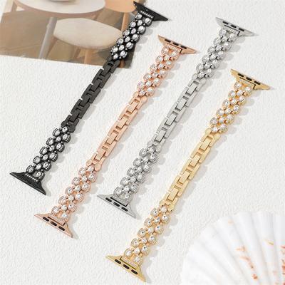 Fashion Luxury Crystal Band for Apple Watch Series 9 8 7 6 5 4 3 Se Watch Strap Stainless Bracelet for IWatch 40 44mm 41 45 49mm