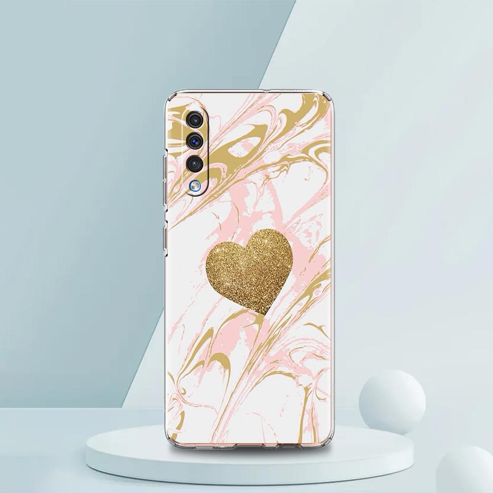 Gold Rose Love Heart Phone Case For Samsung A16 A14 A12 A22 A32 5G A34 A42 A52 A54 A50 A70 A30 A40 A20E A10S A02S A04S A06 Cover