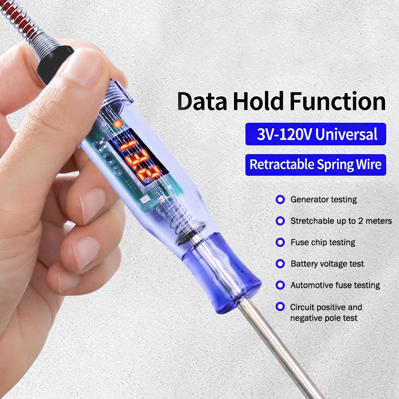 3V To 120V Digital Display Voltage Circuit Tester Multifunction Car Diagnostic Probe Test Pen Electric Measuring Pen Repair To