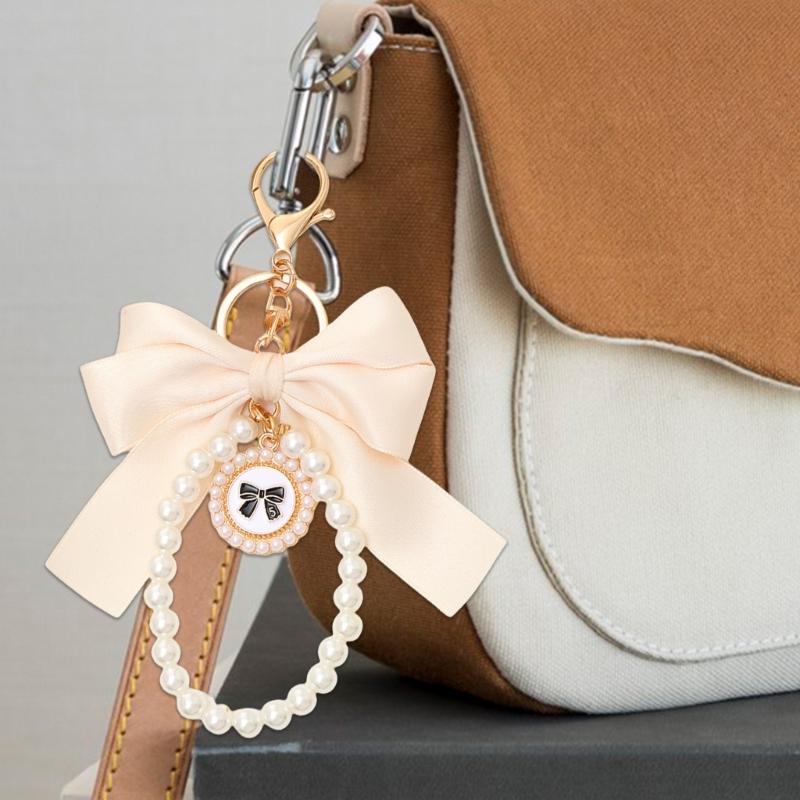 Cute Pearls Butterfly Bows Hanging Ornament For Bags Stylish Black Accessory Bag Charm Pendant Enhancing Your Look