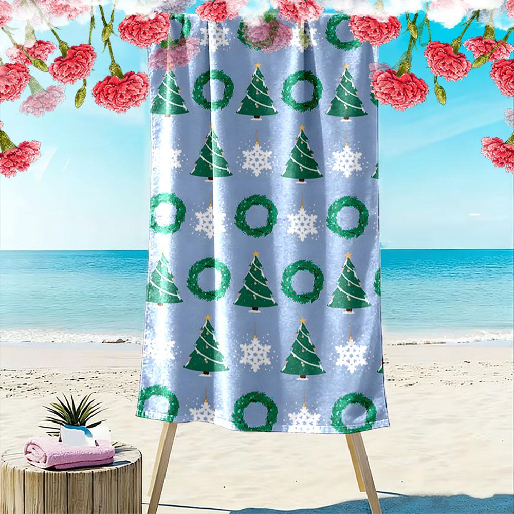 Festive winter wonderland dreams Print beach towel, quick drying, suitable for travel, outdoor sports, jogging, the beach and swimming, gift