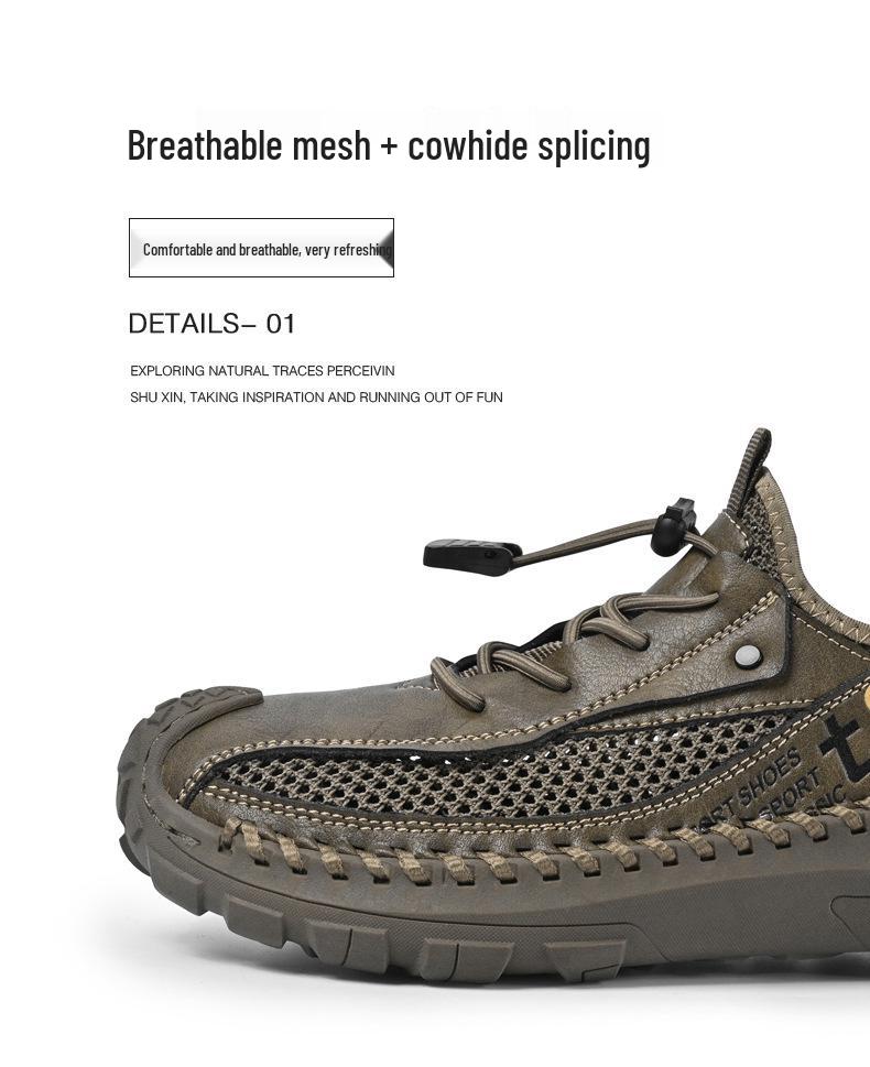 Handmade Men's 2026 New Summer Mesh Hollow Breathable Shoes