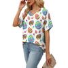Women's Fashionable Casual Everyday Versatile Easter Print Slim-Fit Summer Short-Sleeve Top