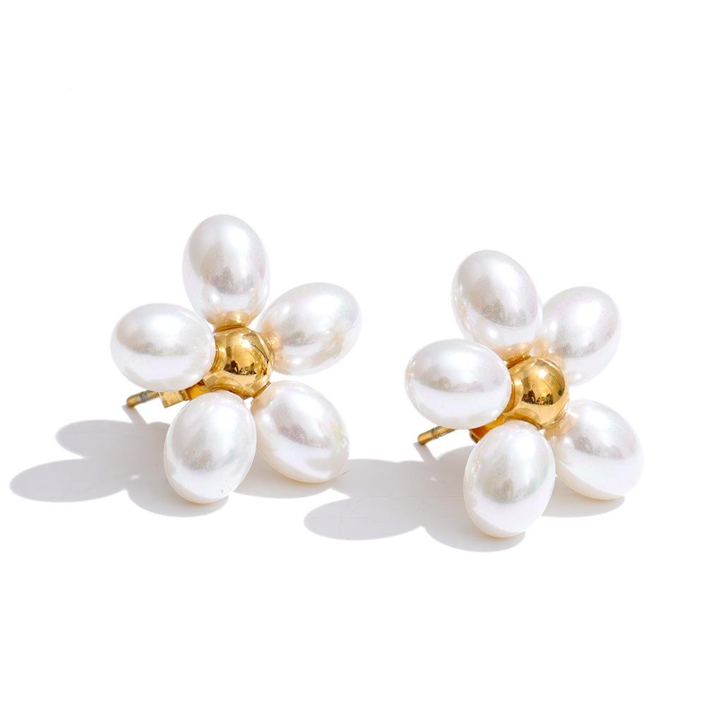 

Yhpup High-Grade Simulated Pearls Flower Stud Earrings for Women Korean Style Daily Wear Chic Fashion Classic Jewelry Wholesale