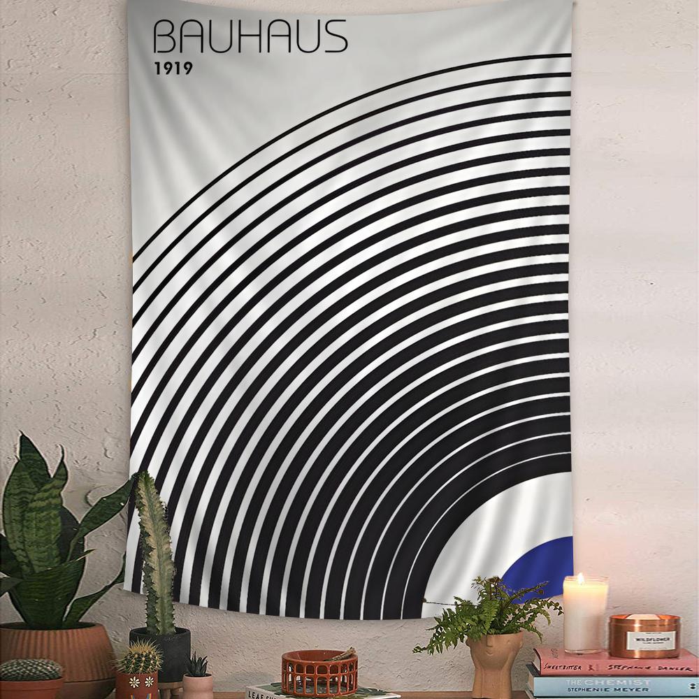 Black and White Minimalist Bauhaus Anime Tapestry Hippie Flower Wall Carpets Dorm Decor Wall Hanging Home Decor
