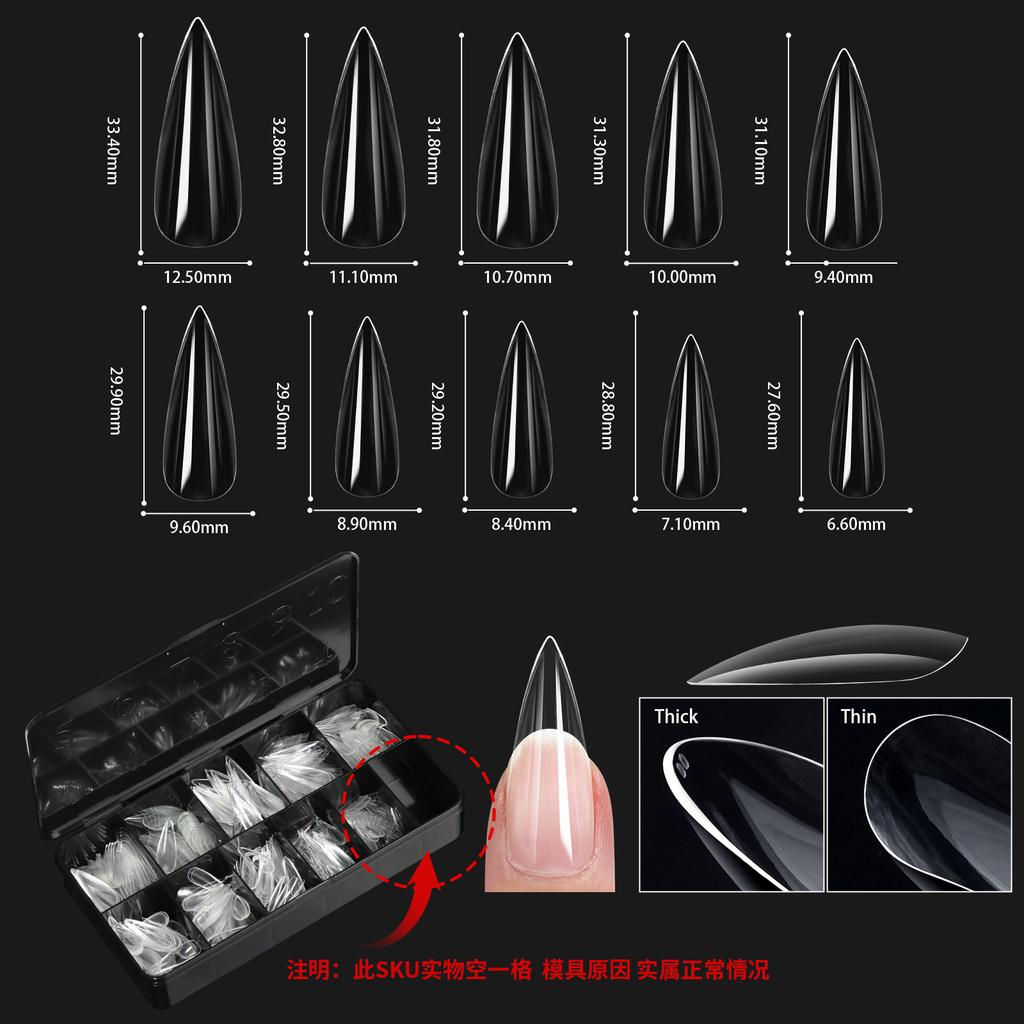Europäische und amerikanische Maniküre, transparenter Nagel, Maniküre im Nageltyp, nahtlose künstliche Nagelbox, Sargnagel