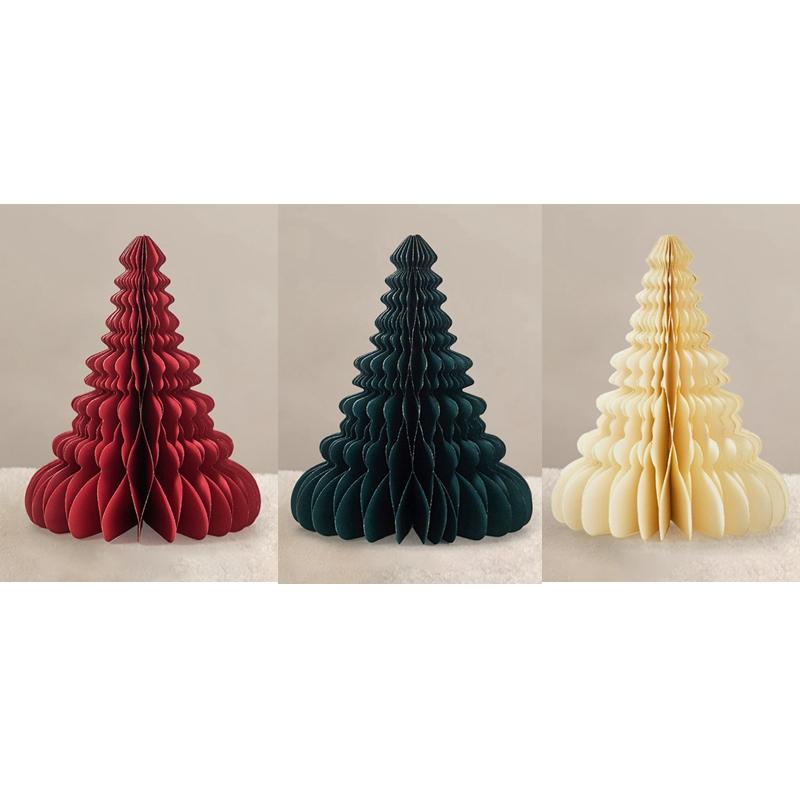 Paper Folding Christmas Tree Ornament 3D Honeycomb Christmas Tree New Year Xmas Festive Atmosphere Party Dinner Tabletop Decor