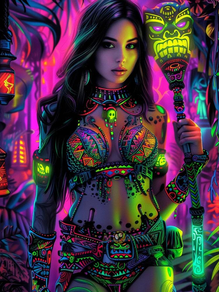 

5D Полный Круг Квадрат Алмазная Картина Искусство Новинка 2024 Сексуальная Неоновая Женщина Фото DIY Мозаика Алмазная Вышивка Домашнее Украшение Full Round 20x30CM