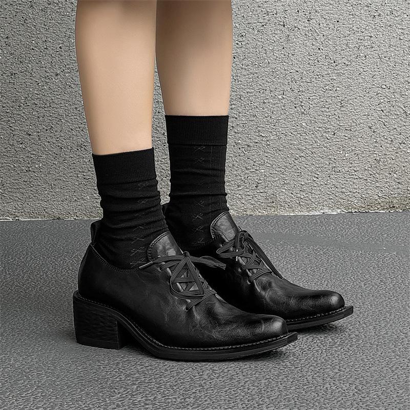 

Spring sheepskin retro British style lace-up small leather shoes literary pointed men s business comfortable leather shoes 12127-R 40