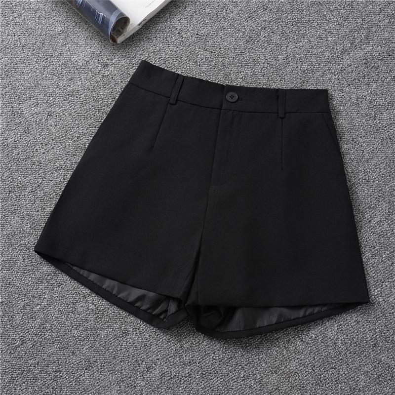 Women's High-Waisted Black A-Line Wide-Leg Slimming Shorts - Spring 2022 Korean Style