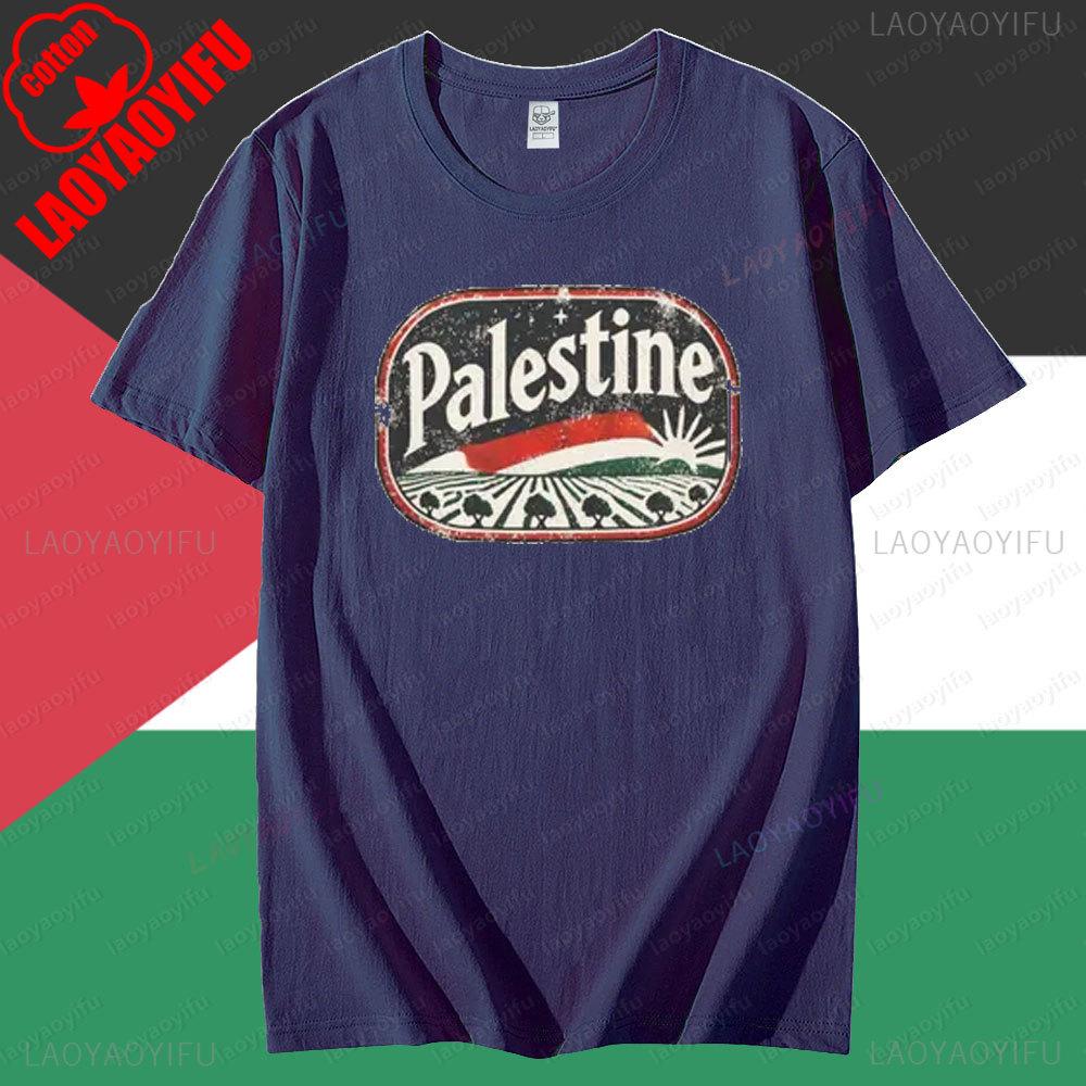 Retro Palästina Grafik T-Shirt Tops Vintage Palästina Olivenbaumfelder T-Shirt Herren Damen Sommer Rundhals Baumwolle Kurzarm