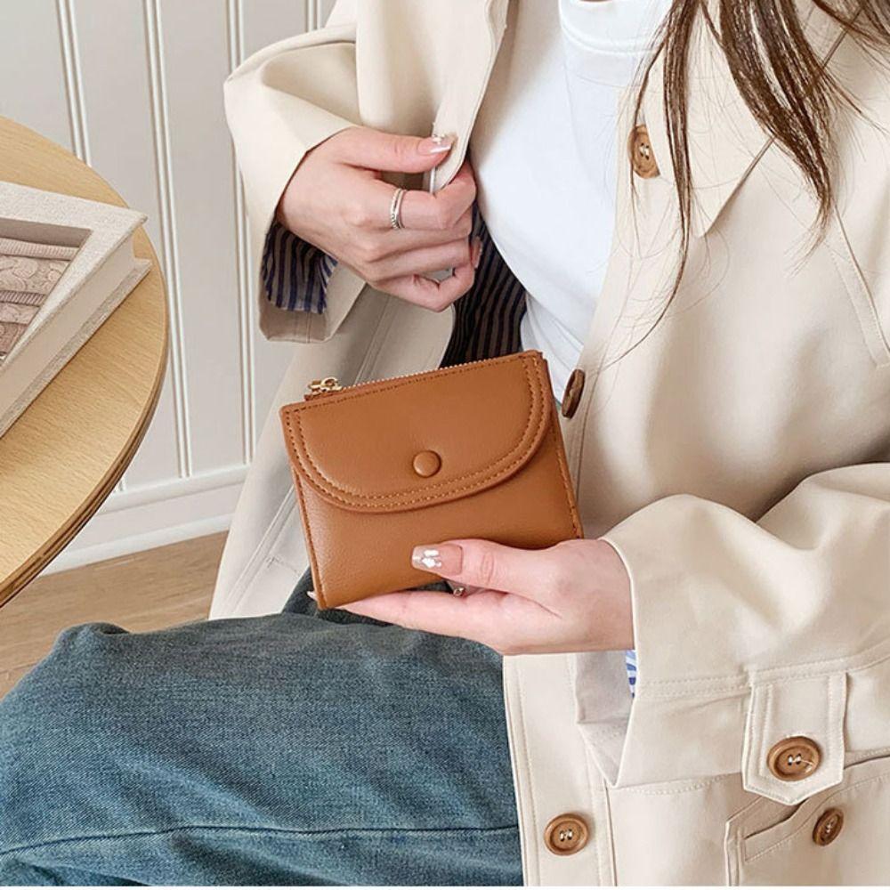 Short Clutch Short Wallet Purse Card Bag Fashion Design Solid Color Card Holder  Card Storage Bag