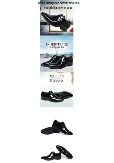 Men's European Style Glossy Patent Leather Pointed Toe Lace-up Formal Shoes