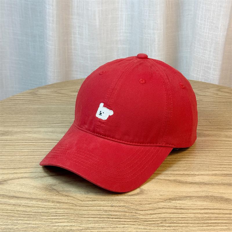 Bear Embroidered Hat Baseball Cap Women's New Four-season Versatile Curved Brim Soft Top Cap Ins