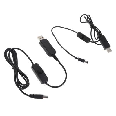 Câble d'alimentation USB 5 V vers 12 V 5,5 x 2,1 mm avec interrupteur marche/arrêt pour routeurs, haut-parleurs, bandes LED, ventilateurs