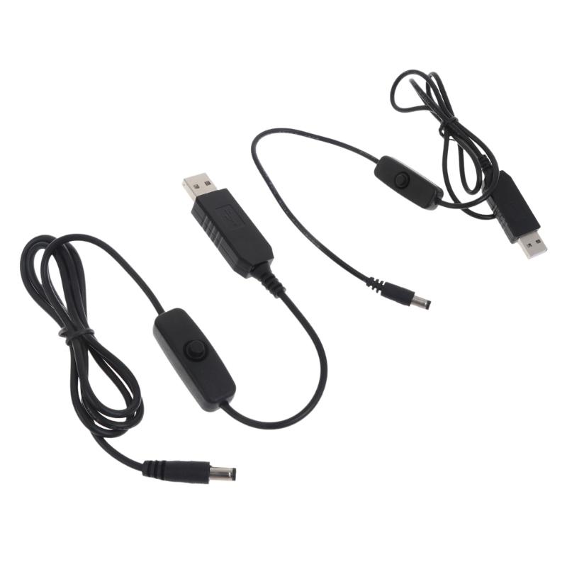 USB Power Boost Line 5V To 12V 5.5x2.1mm Cable with ON OFF Switch for Routers Speaker LED Strip Fan