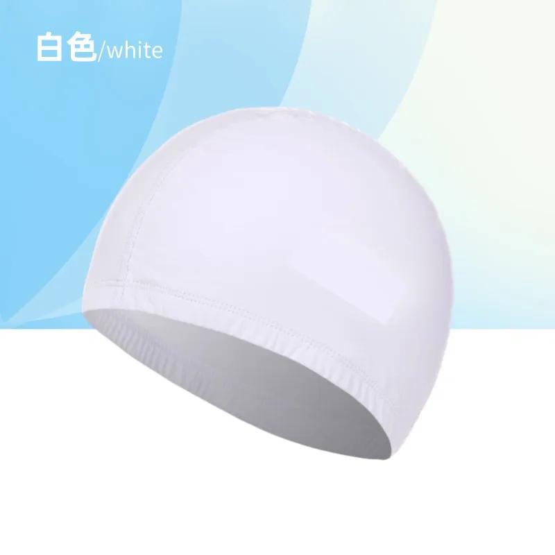 PU Fabric Swimming Cap for Men Women Waterproof Swim Pool Hat Water Sport Protect Ears Long Hair Bathing Caps Cover for Adults