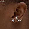 Effie Queen 925 Pure Silver 14k Gold Six-Prong Round Zirconia Stud Earrings 0.5/1/2/3/4CT Women, Men Jewelry Ear Drop Gift LZE07