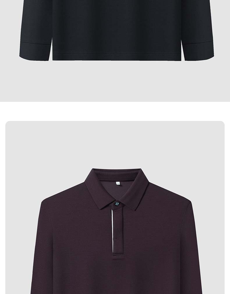 [Including Wool] Langdeng Autumn and Winter Men's Warm and Comfortable Collar Solid Color Long Sleeve T-shirt Polo Shirt