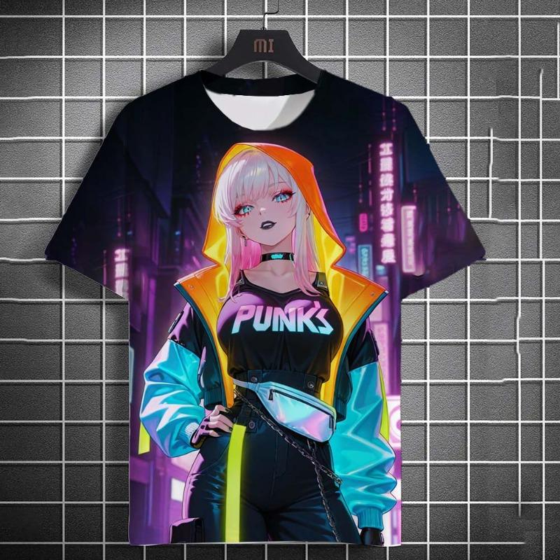 Sexy Anime Mädchen 3D-Druck T-Shirt Tops Herren Damen Mode Sport Übergröße Tops T-Shirts Sexy Mädchen Sommer T-Shirt Kinderbekleidung