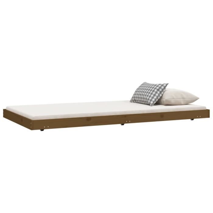 823492 vidaXL Cadre de lit Marron miel 100x200 cm Bois de pin massif