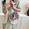 Chic Round Cotton Linen Crossbody Bag With Colorful Stitching And Soft Texture