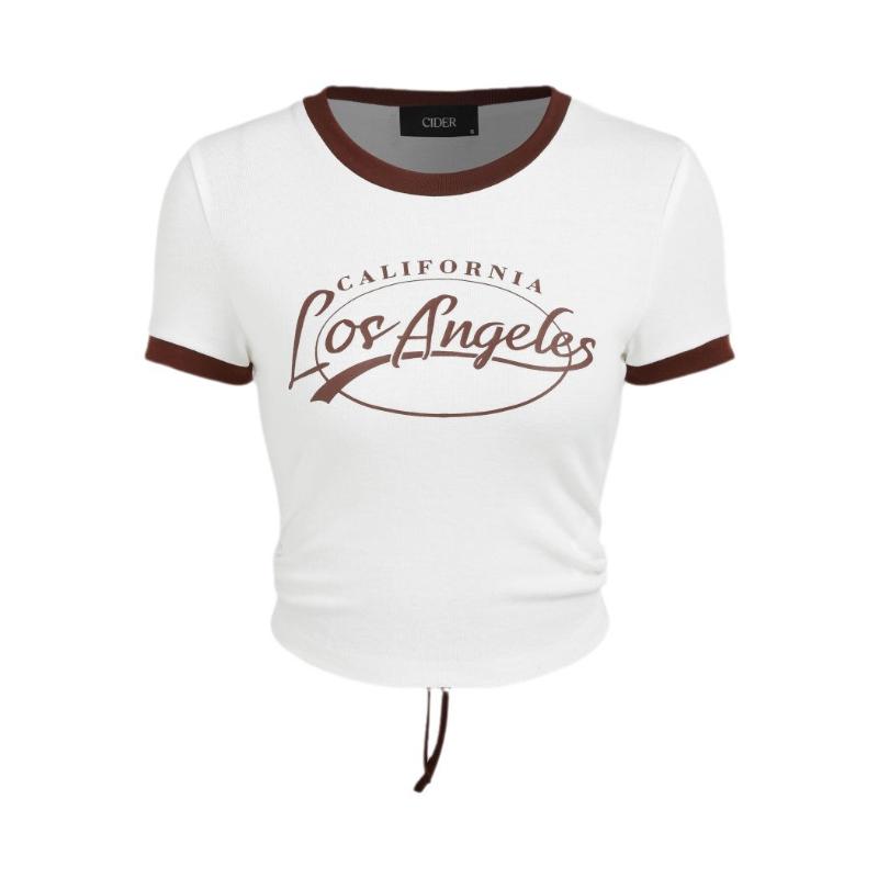Summer Y2K Women's Sexy Letter Printed Umbilical Strap Top T-shirt