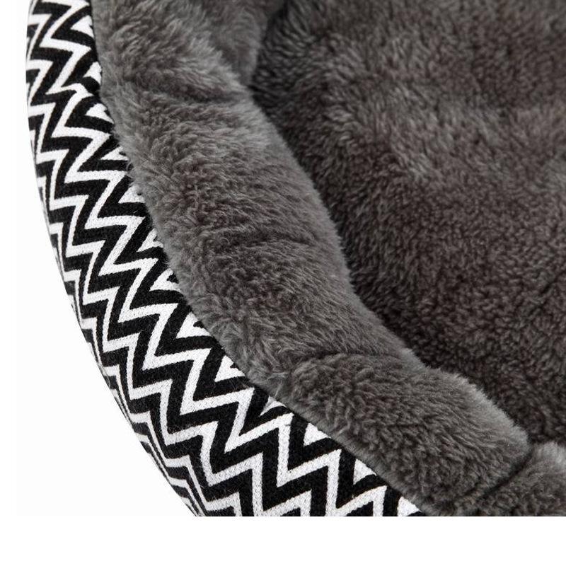 Rundes Warmes Katzenbett Haus Canvas Streifen Kissen Katzenschlafmatte Haustierbett Sofa Matten Samt Hundebetten
