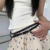 Ins Fashion Double Belt Pu Leather Belt Versatile Personality Spice Girl Accessory Belt Punk Rivet Leather Double Thin Belt