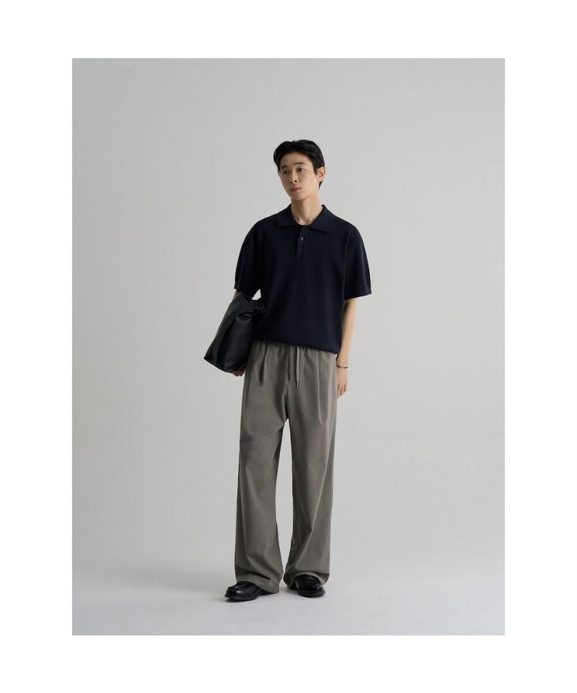 8SECONDS [4Way Stretch] Wide Fit Elastic Waist Slacks Beige