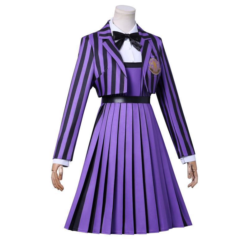 Purple Cosplay Addams School Uniform Costume Halloween Party Gift