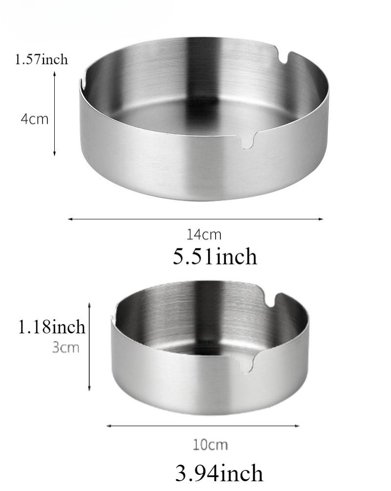 1pc 14cm Car Windproof Stainless Steel Ashtray U-Shaped Groove Thick And Durable Placed Steadily Drop Resistant Easy To Clean