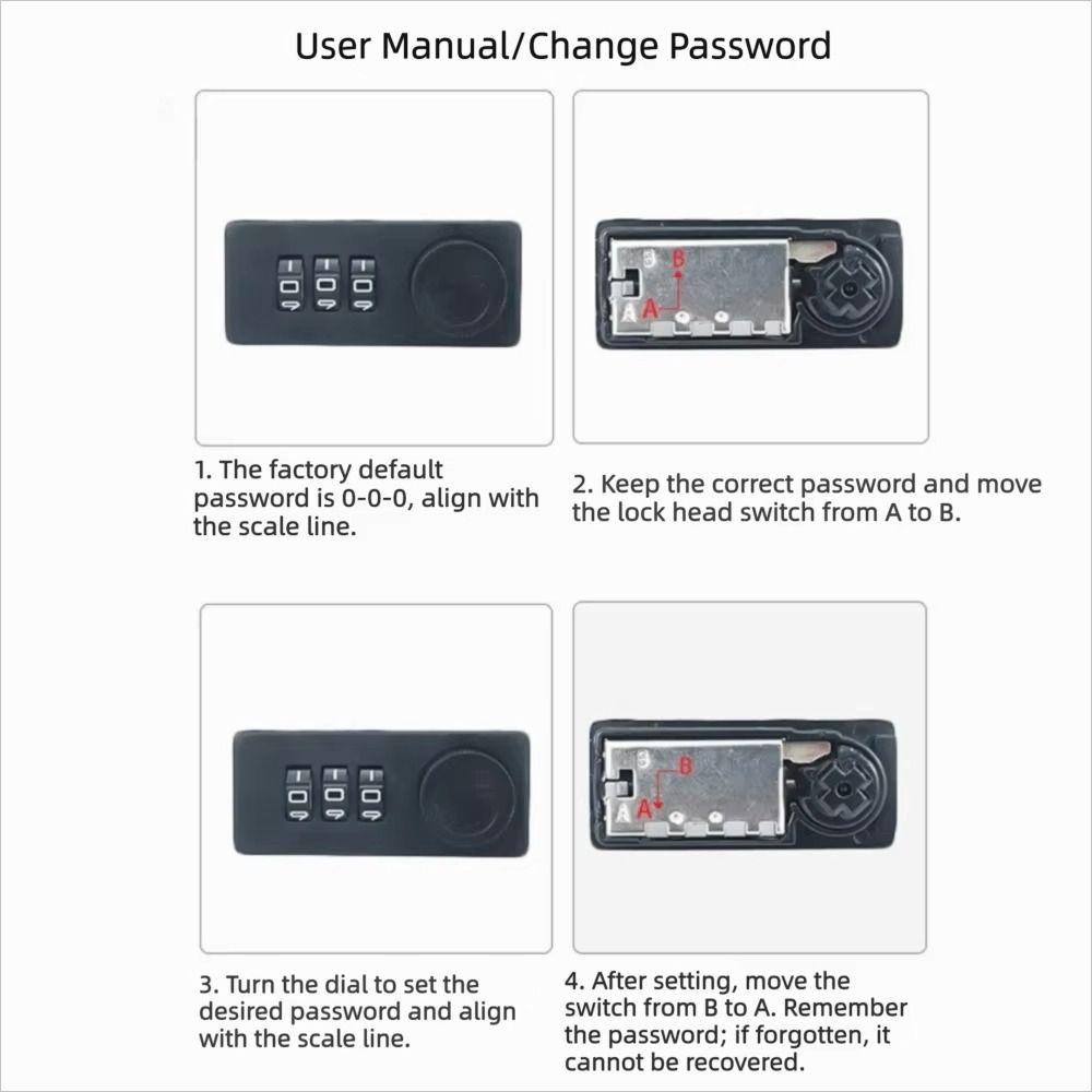 3 Digit Combination Cabinet Lock Keyless Drawer Lock Portable Turntable Password Lock Toolbox