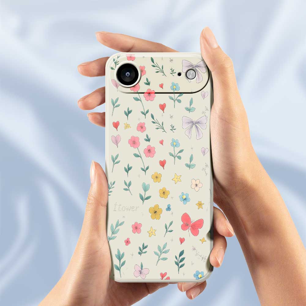 For iPhone 17 Air Case Floral Bow Pattern Printing Straight Edge TPU Phone Back Cover