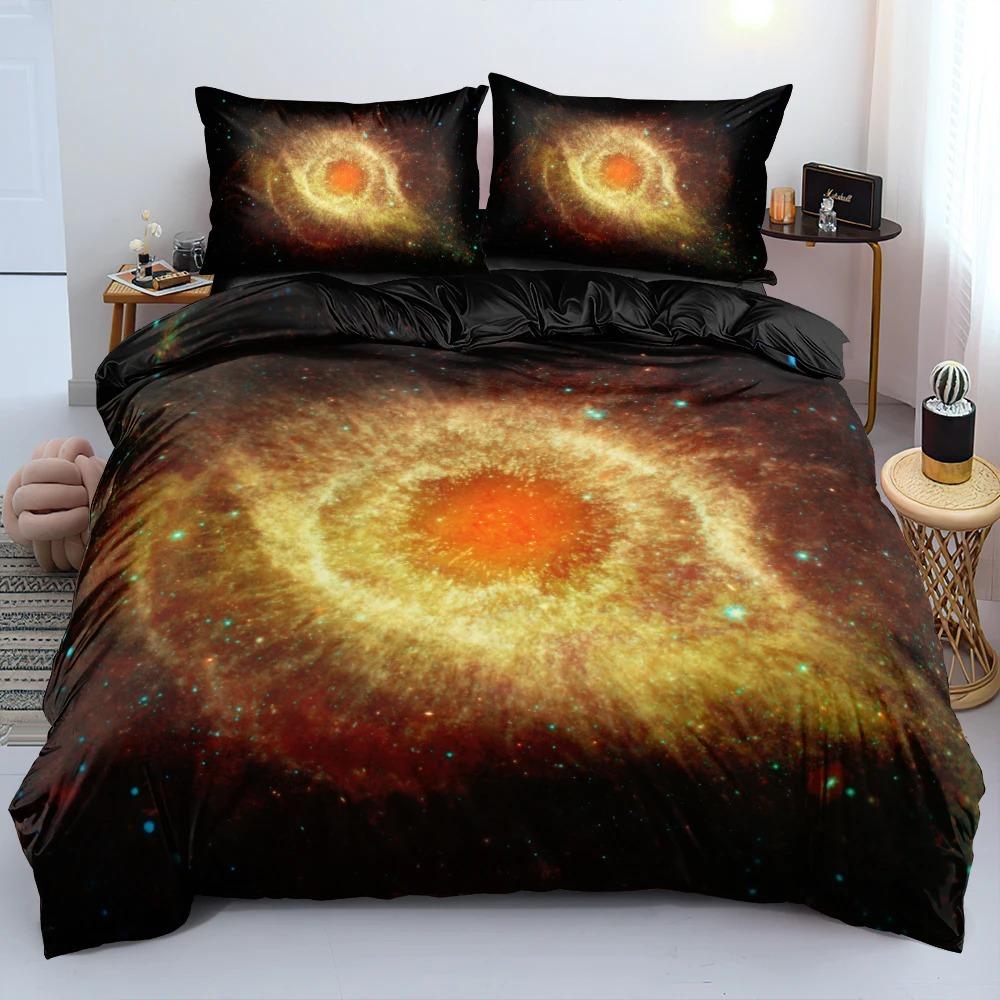 Luxo galáxia azul escuro conjunto de cama gêmeo completa rainha rei tamanho edredão/colcha conjunto estrelas brilhantes céu estrelado consolador capa