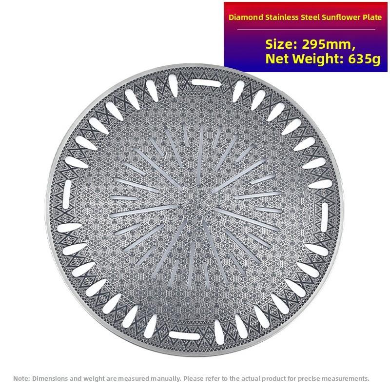 Stainl Steel Non-sti BBQ Net Tray Round Plate Pan Restaurant Round Fried Meat Korean Bbq Grill Grille Barbecue Korean Grill Pan