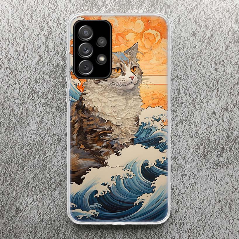 

Anime Cat Sea Wave Aesthetic Print Soft Case for Samsung Galaxy A52 A51 A50 A42 A32 A22 A12 Phone Shell A41 A31 A21S 71 A30S A20 Samsung A51 4G