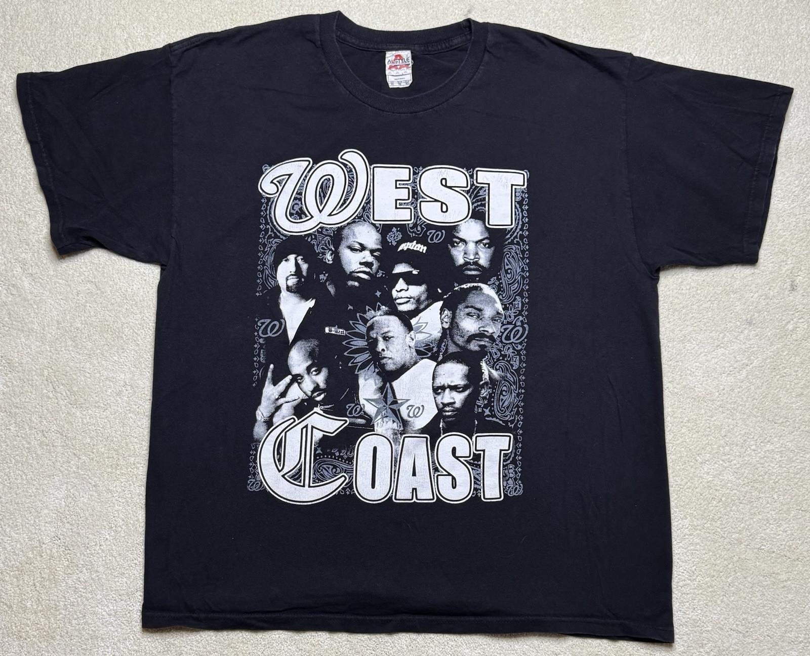 West Coast Gangster Rap TShirt Mens XL Black Alstyle Tag Graphic Tee Y2K Unisex T-Shirt M